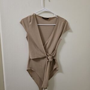 Forever 21 Beige Ribbed Bodysuit